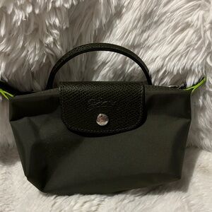 Army green Longchamp pouch